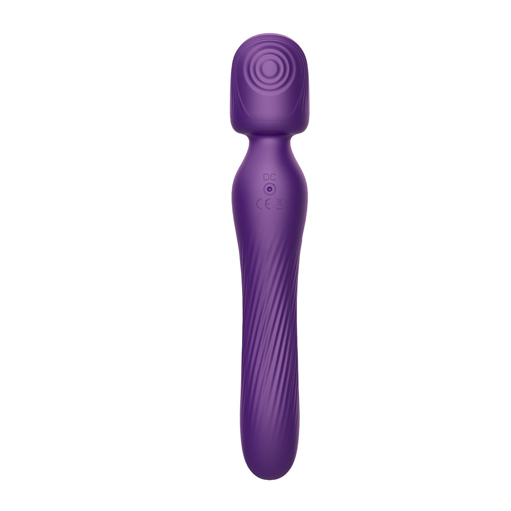 Dual Finierint Silicone Wand cum suctu et tremor functiones Purpura